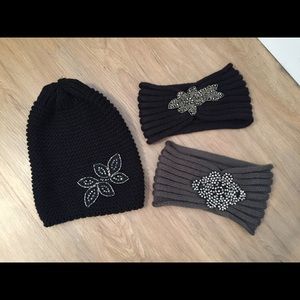 Warm beanie& winter headbands & blanket scarf